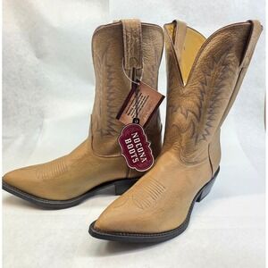 Nocona Western Boots Mens 11 EEE Tan, Cowboy Cowhide Handcrafted Leather USA
